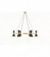 Lustre 6 feux en laiton et diffuseurs noirs design contemporain italien