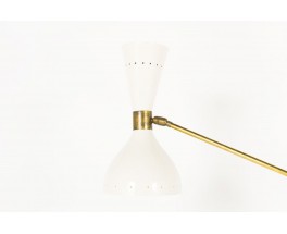 Lustre en laiton 3 feux diffuseurs blancs design contemporain italien
