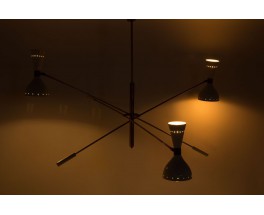 Lustre en laiton 3 feux diffuseurs blancs design contemporain italien