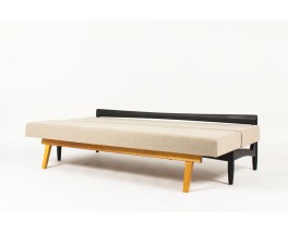 Banquette convertible Olli Borg tissu lin gris design scandinave edition Asko 1950