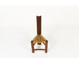 Chaise petit modele en pin et assise en paille design africain 1950
