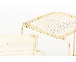 Tables basses Mathieu Mategot modele Soumba blanc 1950 set de 3
