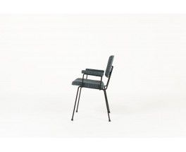 Fauteuil Pierre Paulin modele CM197 tissu bleu edition Thonet 1950