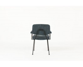 Fauteuil Pierre Paulin modele CM197 tissu bleu edition Thonet 1950