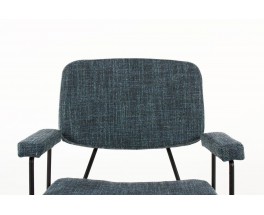 Fauteuil Pierre Paulin modele CM197 tissu bleu edition Thonet 1950