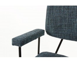 Fauteuil Pierre Paulin modele CM197 tissu bleu edition Thonet 1950