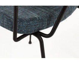 Fauteuil Pierre Paulin modele CM197 tissu bleu edition Thonet 1950