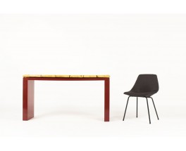 Console stratifie bordeaux et bambou 1950 