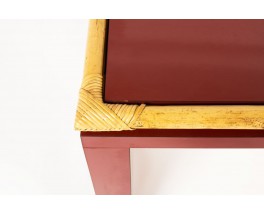 Console stratifie bordeaux et bambou 1950 