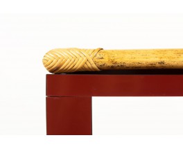 Console stratifie bordeaux et bambou 1950 