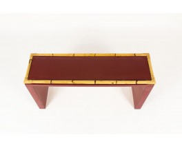 Console stratifie bordeaux et bambou 1950 