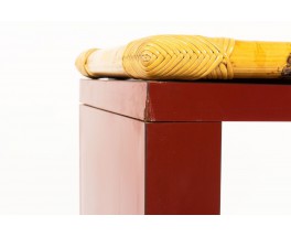 Console stratifie bordeaux et bambou 1950 