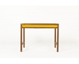 Console Andre Sornay en hetre teinte et laque jaune 1960