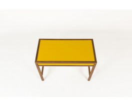 Console Andre Sornay en hetre teinte et laque jaune 1960