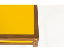 Console Andre Sornay en hetre teinte et laque jaune 1960