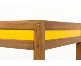 Console Andre Sornay en hetre teinte et laque jaune 1960