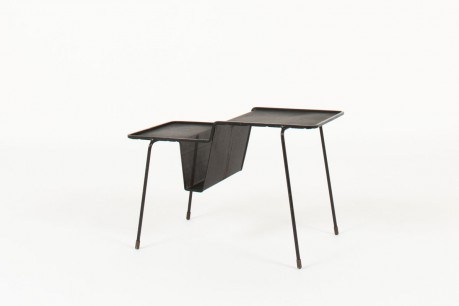 Mathieu Mategot magazine rack model Java black perforated steel top 1950
