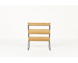 Raoul Guys bookcase in black metal and rattan 1950