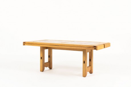 Table basse Guillerme et Chambron en chêne céramique Boleslaw Danikowski édition Votre Maison 1950