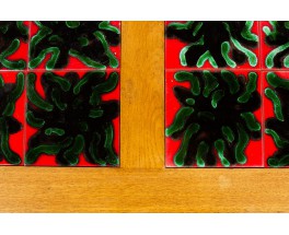 Guillerme and Chambron coffee table in oak Boleslaw Danikowski ceramic edition Votre Maison 1950