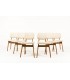 Chaises Alain Richard en frêne et tissu lin beige 1950 set de 6