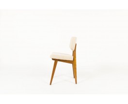 Alain Richard chairs in solid ash and fabric 1950 set of 6