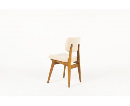 Alain Richard chairs in solid ash and fabric 1950 set of 6