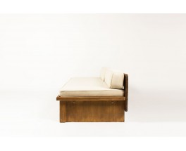 Charlotte Perriand daybed in pine and beige fabric Les Arcs 1960