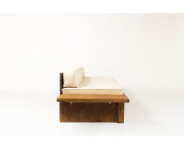 Charlotte Perriand daybed in pine and beige fabric Les Arcs 1960