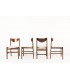Chaises Gianfranco Frattini en palissandre de Rio et tissu lin 1960 set de 4