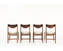 Chaises Gianfranco Frattini en palissandre de Rio et tissu lin 1960 set de 4