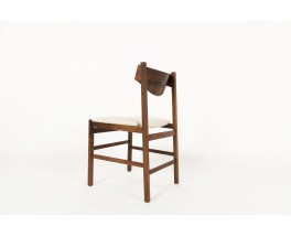 Chaises Gianfranco Frattini en palissandre de Rio et tissu lin 1960 set de 4