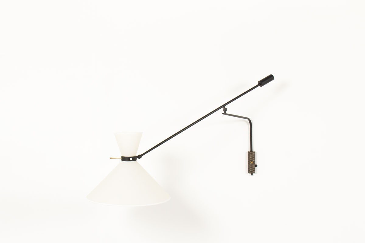 Large wall lamp with counterweight diabolo lampshade edition Lunel 1950
