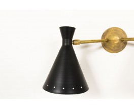 Wall lights in brass with double black diabolo diffusers Italian comtemprary design set of 2