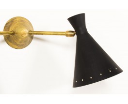 Wall lights in brass with double black diabolo diffusers Italian comtemprary design set of 2