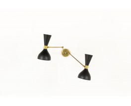 Wall light in brass and black diabolo diffusers Italian contemporary design