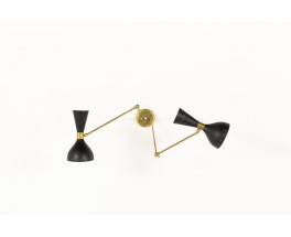 Wall light in brass and black diabolo diffusers Italian contemporary design