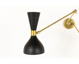 Wall light in brass and black diabolo diffusers Italian contemporary design