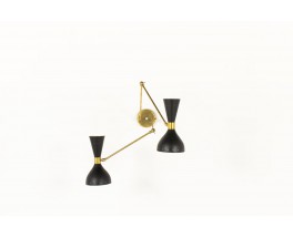 Wall light in brass and black diabolo diffusers Italian contemporary design