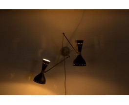 Wall light in brass and black diabolo diffusers Italian contemporary design