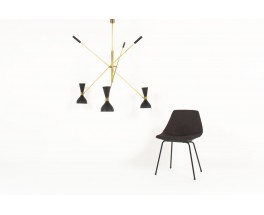 Lustre en laiton 3 feux diffuseurs noirs design contemporain Italien