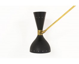 Lustre en laiton 3 feux diffuseurs noirs design contemporain Italien
