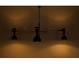 Lustre en laiton 3 feux diffuseurs noirs design contemporain Italien