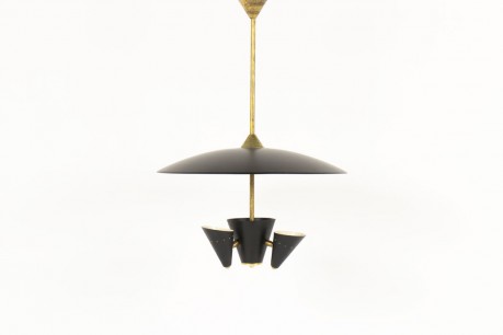 Ceiling lamp brass and black metal contemporary design Italia
