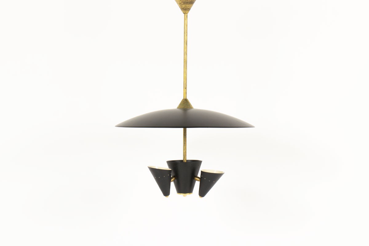 Ceiling lamp brass and black metal contemporary design Italia