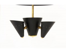 Ceiling lamp brass and black metal contemporary design Italia