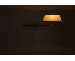 Floor lamp in black metal and brass with paper lamphade 1950