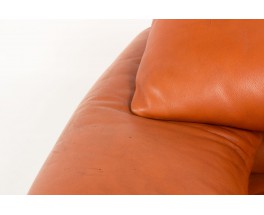 Vico Magistretti armchairs model Maralunga brown leather edition cassina 1970 set of 2