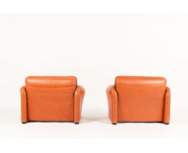 Vico Magistretti armchairs model Maralunga brown leather edition cassina 1970 set of 2