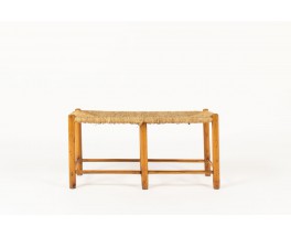 2 seat bench solid pine and natural straw 1950